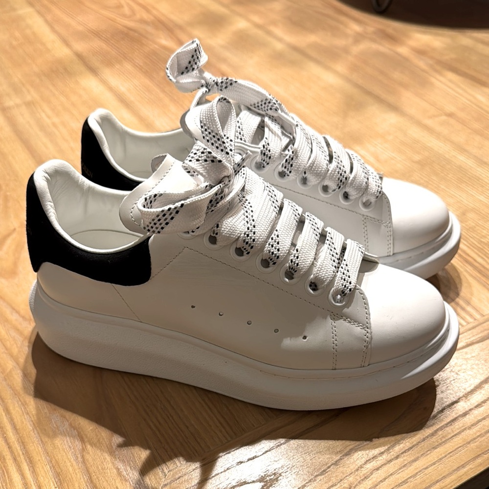 Alexander McQueen White and Black Platform Sneakers